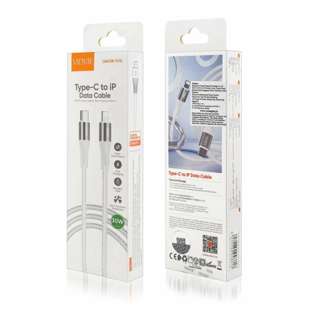 Kabel TYP-C - iPhone Lightning 3m Vidvie CB4038 biały 30W